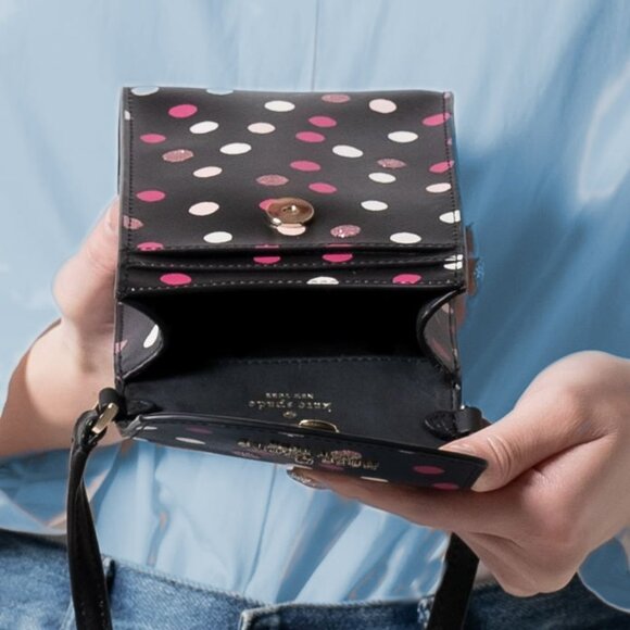 Kate Spade Staci Glimmer Dot Printed Flap Phone Crossbody NWOT - Picture 5 of 6